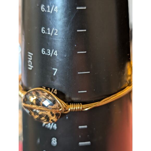 Two Chunky Wire Wrapped Gold Tone Faux Pearl Gem 2.5" Wide Bangle Bracelets - Picture 8 of 8